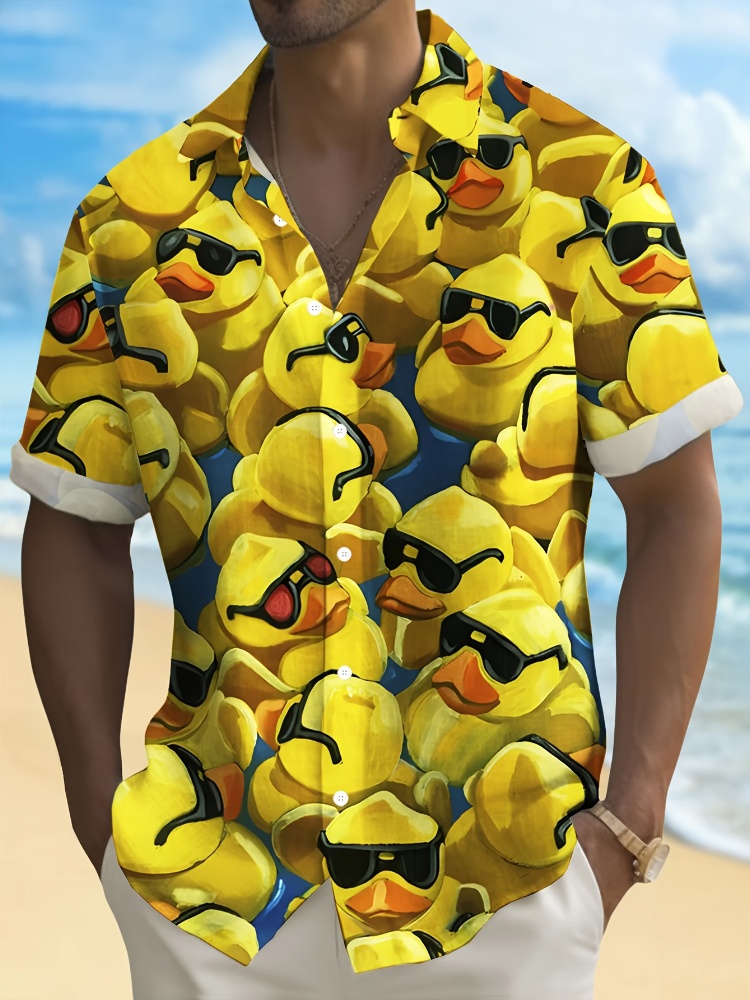 Summer Duck Clothing - Гавайская мужская рубашка, летняя футболка с