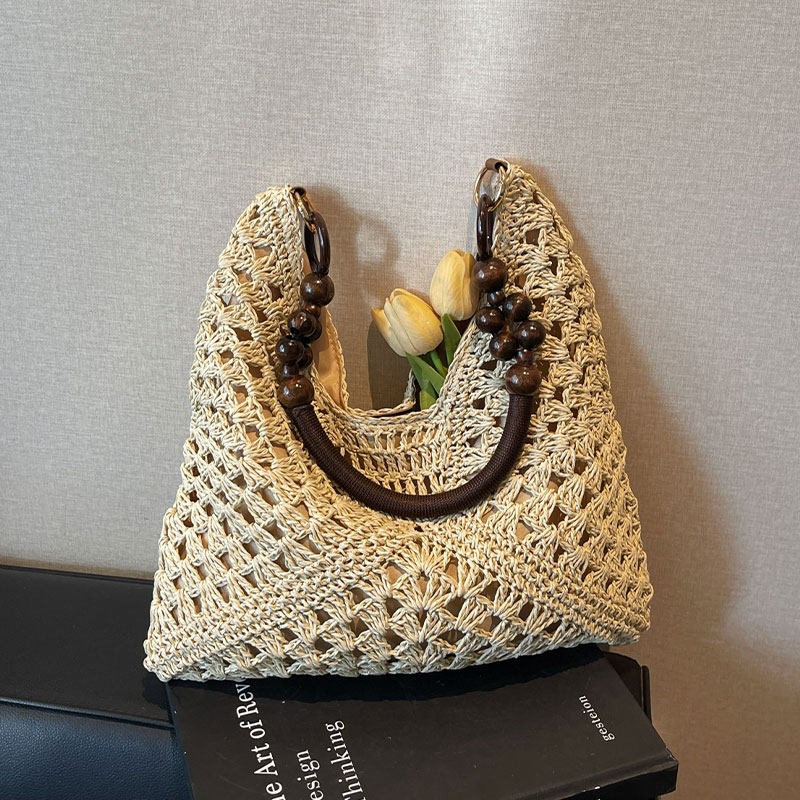Beach Bag Straw - Пляжная сумка-тоут из соломы с большой