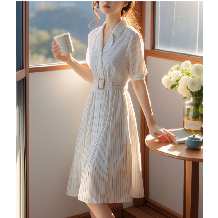 Summer Line Clothing Brand - Платье с высокой талией в полоску,
