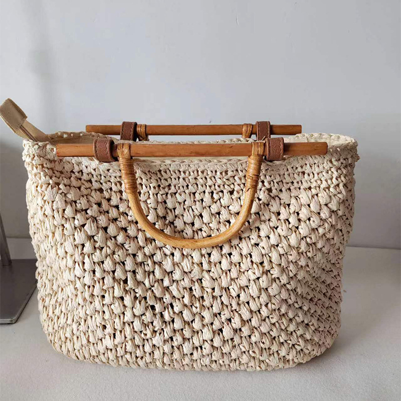 Beach Bag Straw - Соломенная Сумка с деревянной ручкой, ручные