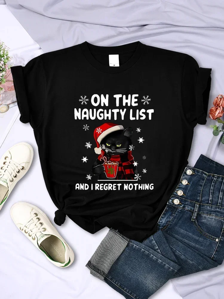 Summer Clothing List - Женские футболки с рождественским принтом: Кот