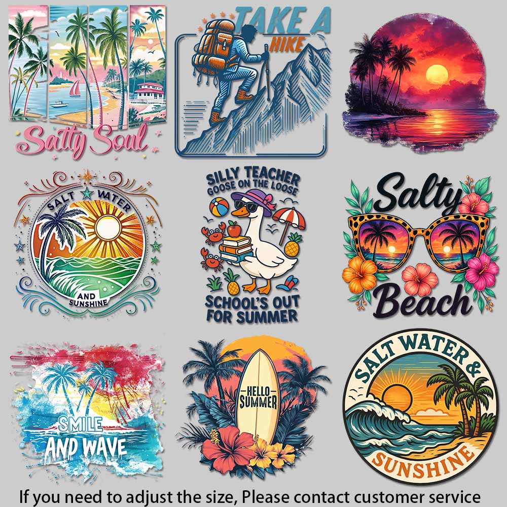 Summer Duck Clothing - Яркие мультяшные теплопередающие наклейки-океанские животные, забавные