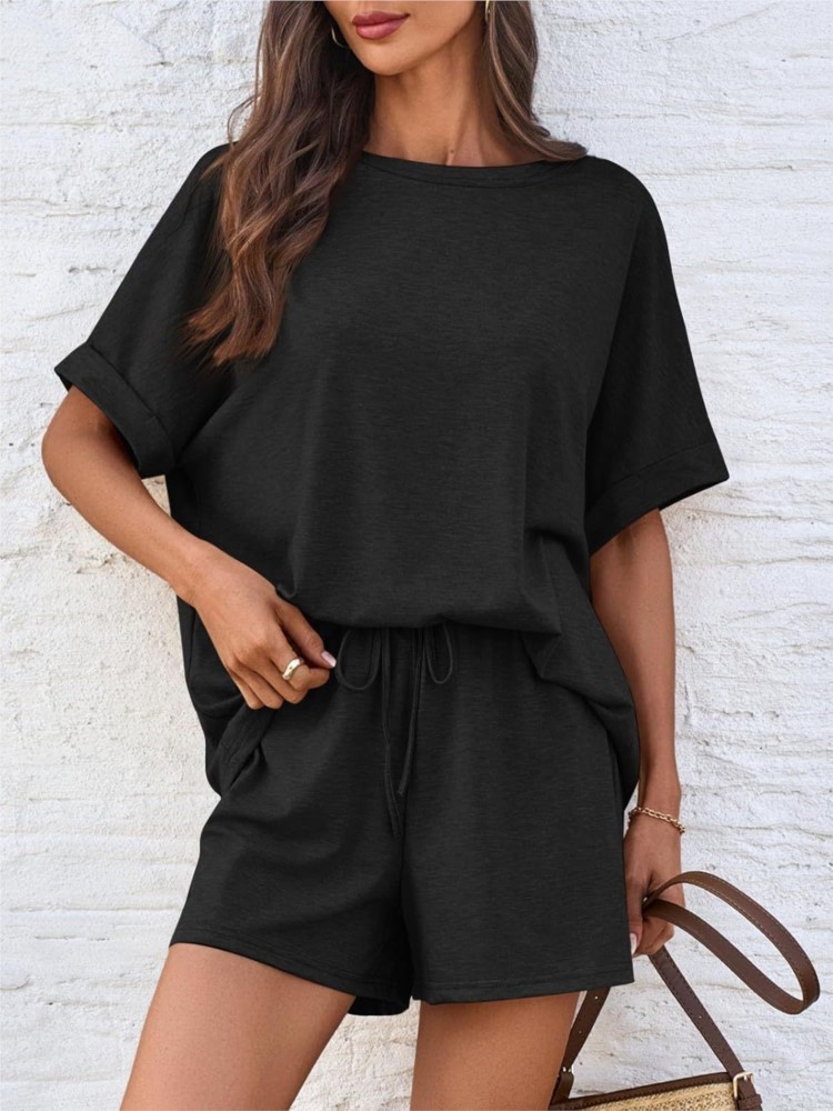 Summer Clothing Girl - Женский повседневный комплект, модная однотонная свободная