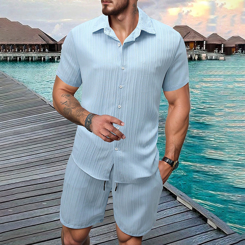 Summer Clothing Beach - Новый мужской комплект 2026: рубашка с