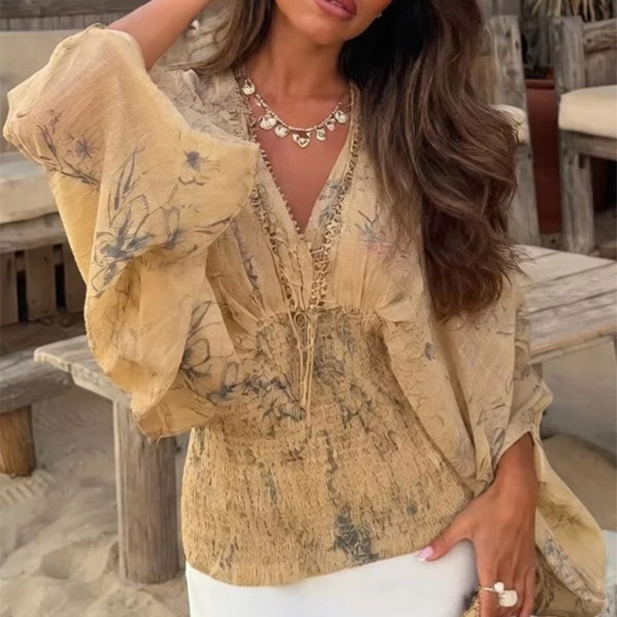 Женская винтажная блузка с V-о – обзор и цена Summer Clothing Resort
