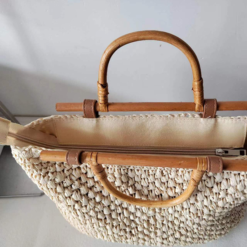 Соломенная Сумка с деревянной  – обзор и цена Beach Bag Straw
