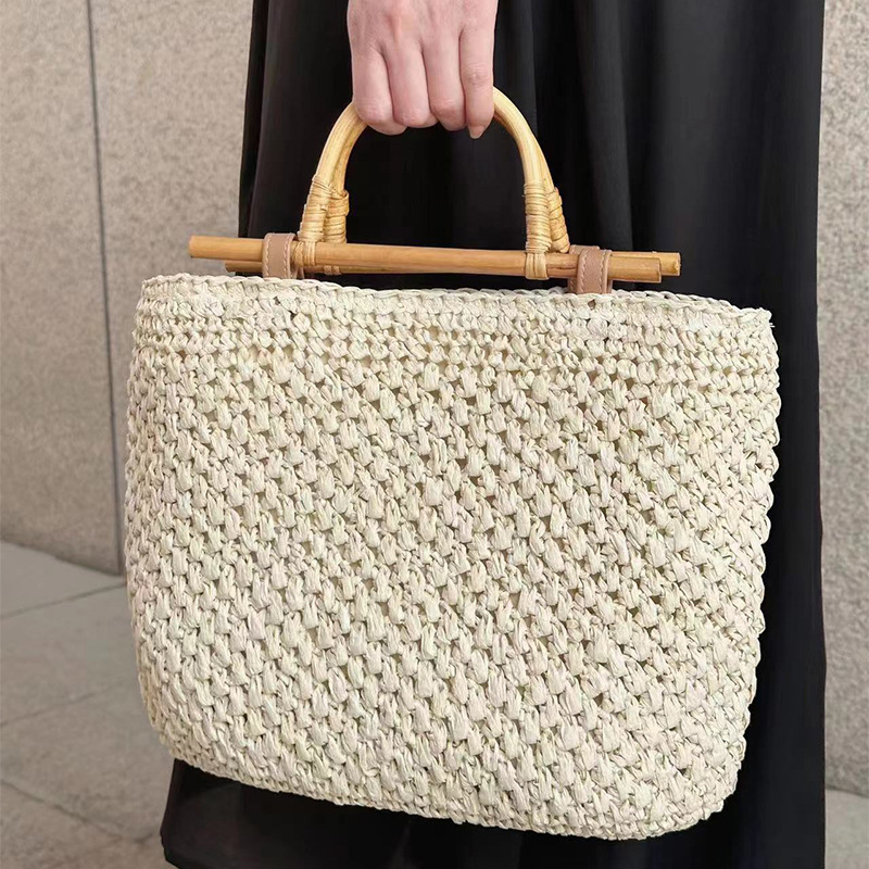 Соломенная Сумка с деревянной  – обзор и цена Beach Bag Straw